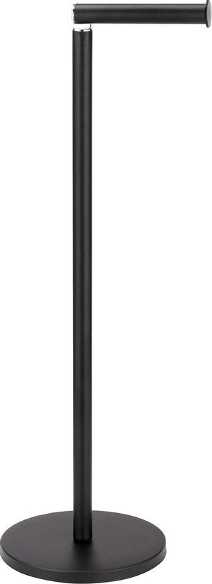 Porte-rouleau de papier toilette WENKO 2-en-1, acier noir - Porte-rouleau de réserve - Porte-rouleau de papier toilette sur pied - Porte-rouleau de WC sur pied - Noir