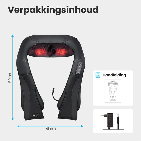 Auronic Shiatsu Massage Cushion - Appareil de massage électrique pour la nuque - Appareils de massage - Appareil de massage pour la nuque et les épaules - Infrarouge - Noir