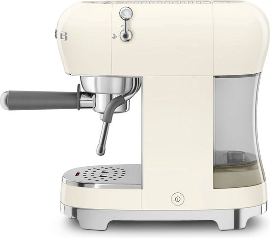 Machine à expresso manuelle SMEG ECF02CREU - Machine à piston - 15 bars - Thermobloc - Buse à vapeur - Compatible avec le café moulu et les dosettes E.S.E. - Style années 50 - Crème