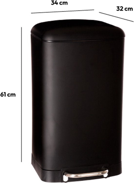 Poubelle 5Five en métal - Noire - 35 x 32 x 62 cm - 30 l