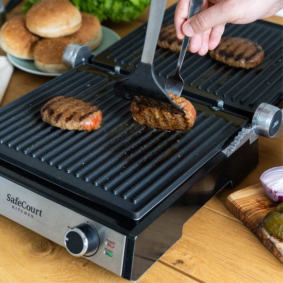 Grill 3 en 1 - Safecourt Kitchen - Grill multifonctions - Plaques amovibles - 2000W - noir