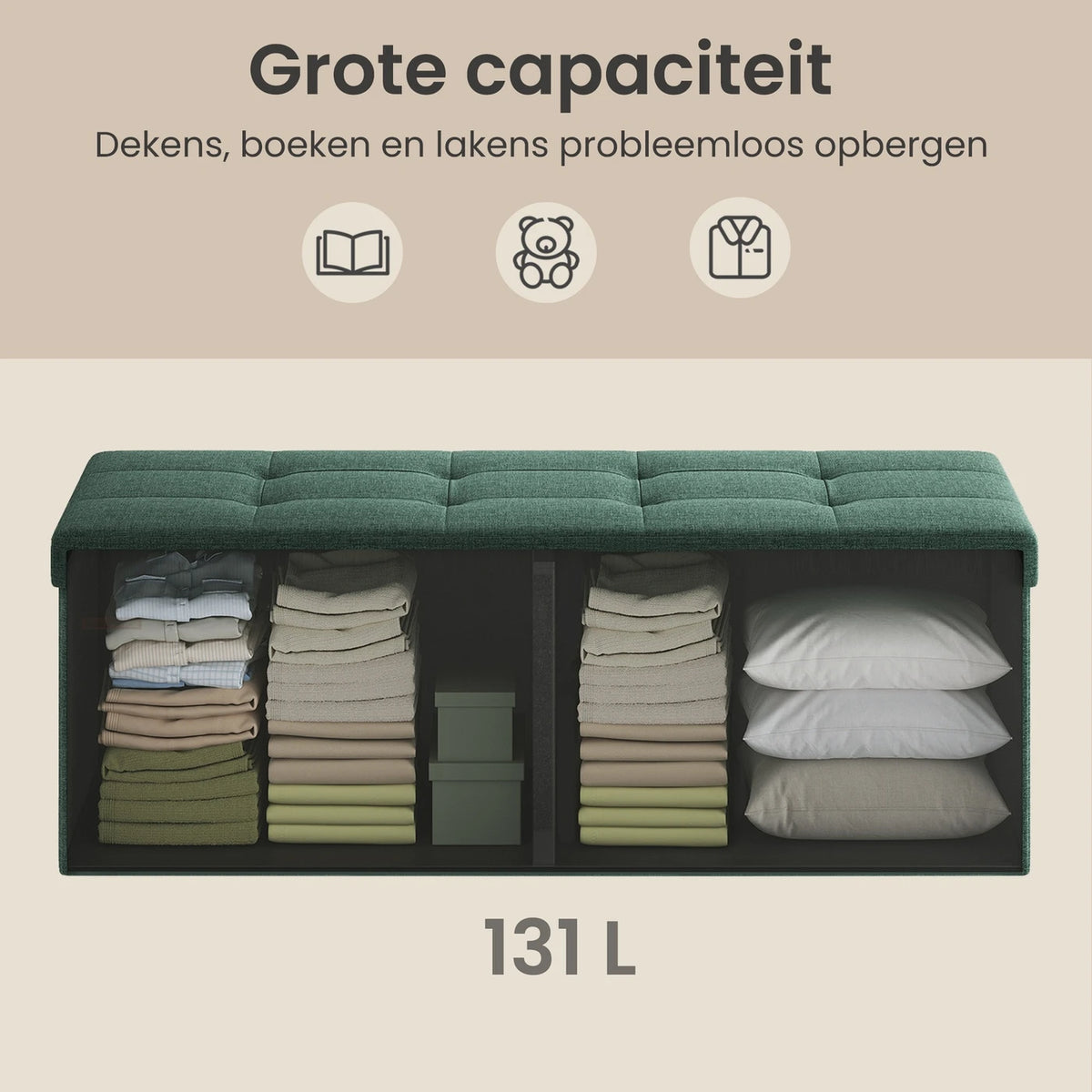 Joyfurnos Coffre de rangement avec assise - Pouf - 38 x 110 x 38 cm