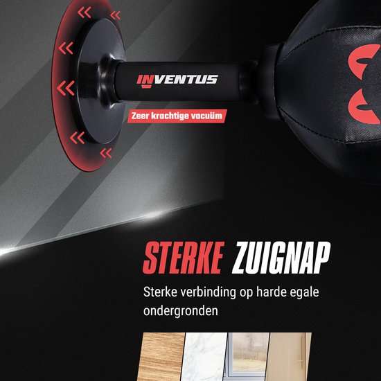 Inventus Boxing Ball PeakPunch - Avec ventouse - Mini-bâton de boxe - Anti-stress - Accessoires de jeux - Cadeau de Noël - Boxe réflexe balle anti-stress - Enfants et adultes - Noir