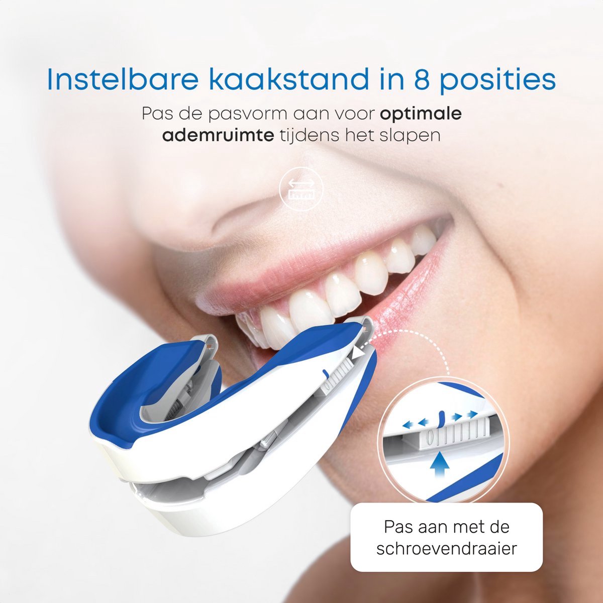 Alyze Anti Snore Brace - Avec plateau de rangement - Sûr et ajustable - Produits pour la nuit - Écartement du nez - Protecteur de dentiers - Ronflement - Mors - Sans BPA