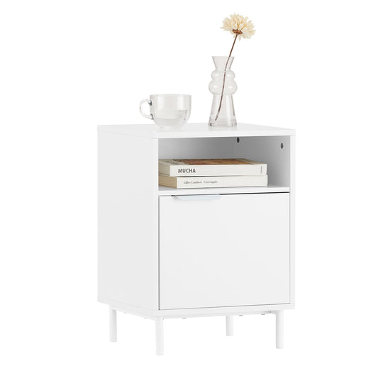 SoBuy Sideboard FBT124-W - Avec porte et compartiment ouvert - 40 x 35 x 57 cm - Blanc