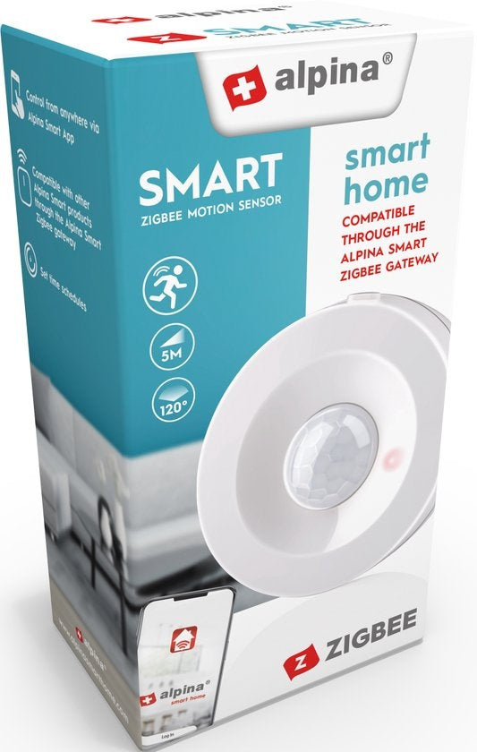 alpina Smart Home - Détecteur de mouvement - 3V - Détecteur de mouvement intérieur - Détection 5M - Passerelle Zigbee - alpina Smart Home App