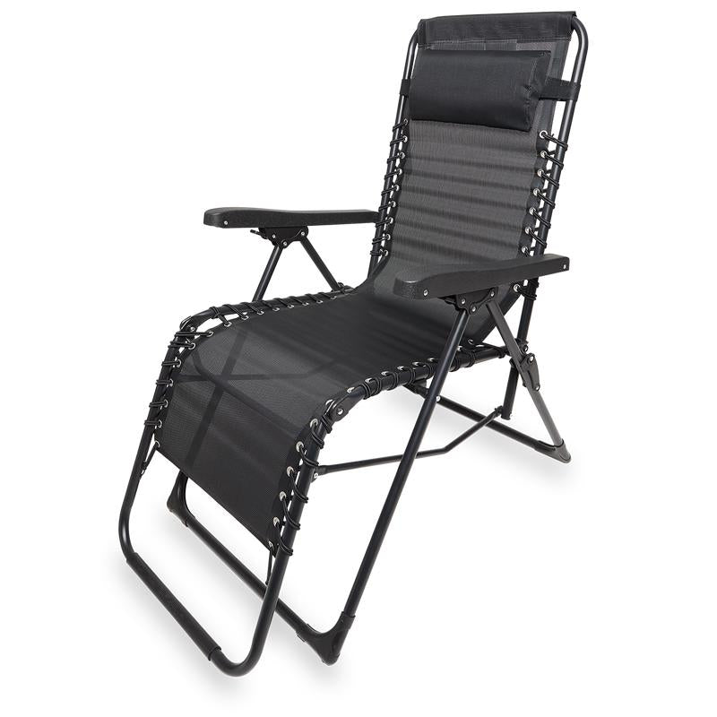 Ensemble de 2 chaises de jardin de luxe - Pliables avec coussins - Acier - Noir