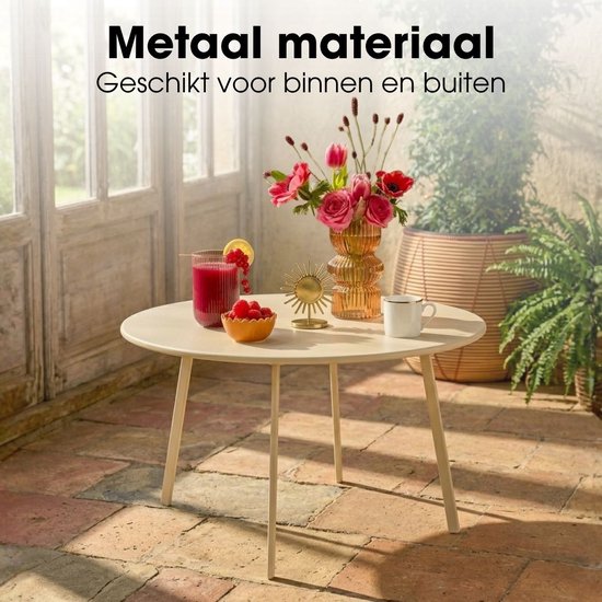 Mica Decorations Seattle : table d'appoint ronde d'extérieur - Table basse - Table de salon d'extérieur - Peut également servir de petite table pour plantes ou de support pour plantes - Métal - 38 x 61 cm - Crème