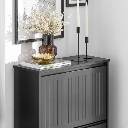 Meuble à chaussures SoBuy, 3 abattants, 61 x 26 x 120 cm, Noir