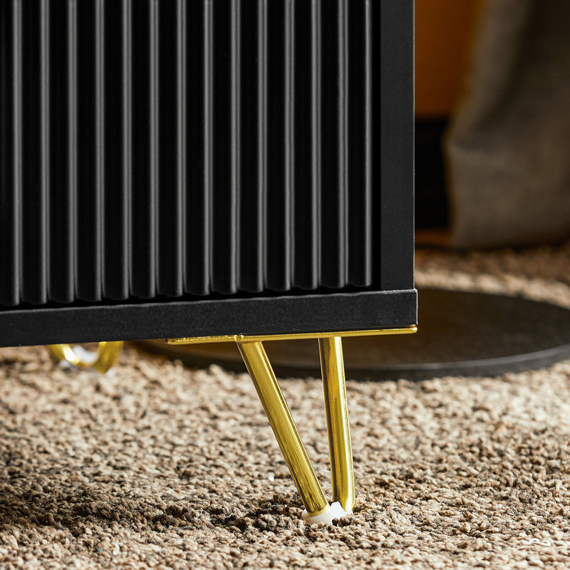 Table de nuit SoBuy, avec 2 tiroirs coulissants, Max. 25KG, 30 x 40 x 47 cm, Noir/Doré