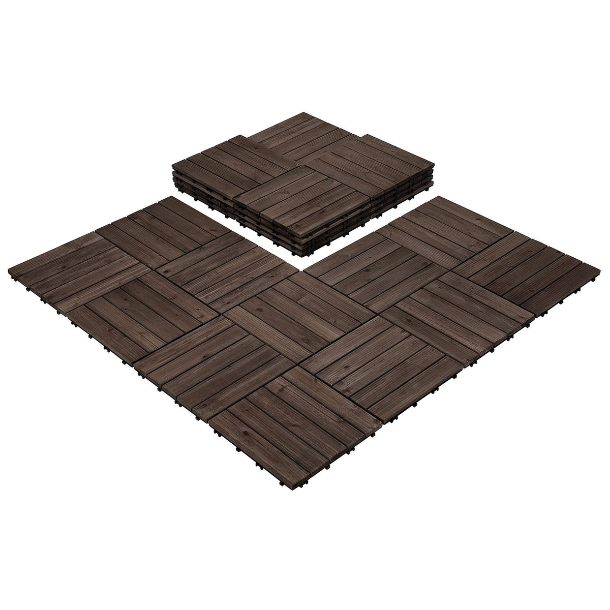Dalles de terrasse en bois Yaheetech 30 x 30 cm - 27 pièces - 2,6 m² - Noir