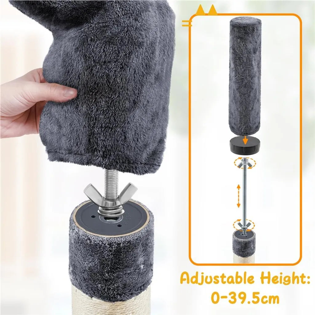 Arbre à chat de plafond Yaheetech 226-265,5 cm - Gris foncé - Arbre à chat réglable à 5 niveaux
