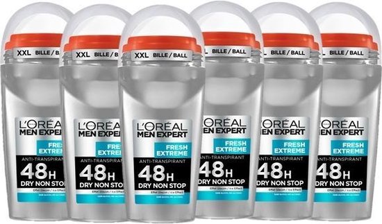 L'Oréal Paris Men Expert Fresh Extreme Déodorant Roller - 6 x 50ml