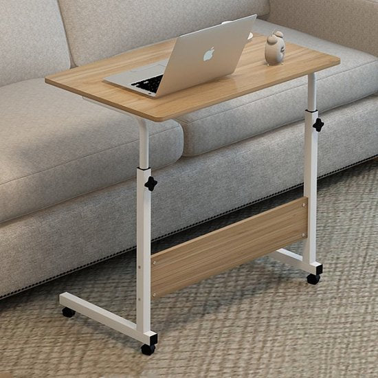 Ceruzo Table ordinateur portable - Table de lit mobile - Hauteur réglable 80cm - Bureau à domicile -60x40cm - aspect bois