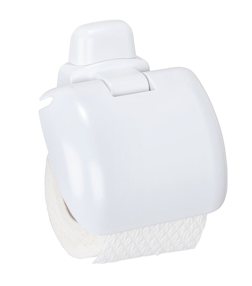 Porte-rouleau de papier toilette WENKO Pure blanc - Avec couvercle rabattable - Plastique