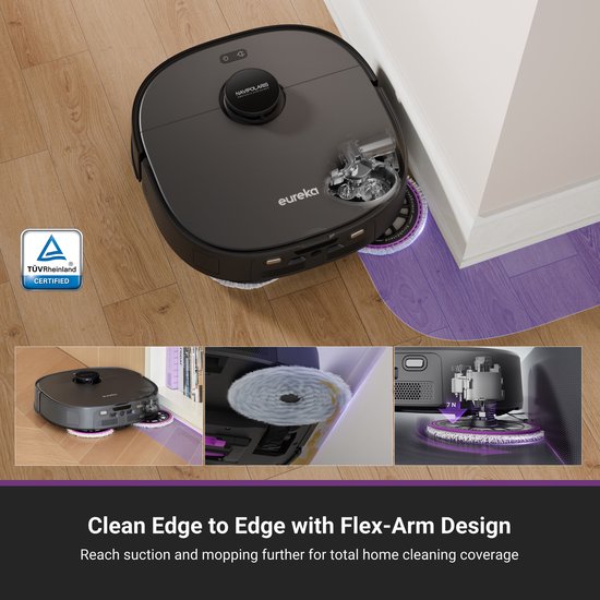 Eureka J12 Black - Robot aspirateur avec fonction de lavage - Navigation Lidar - 5 000 Pa
