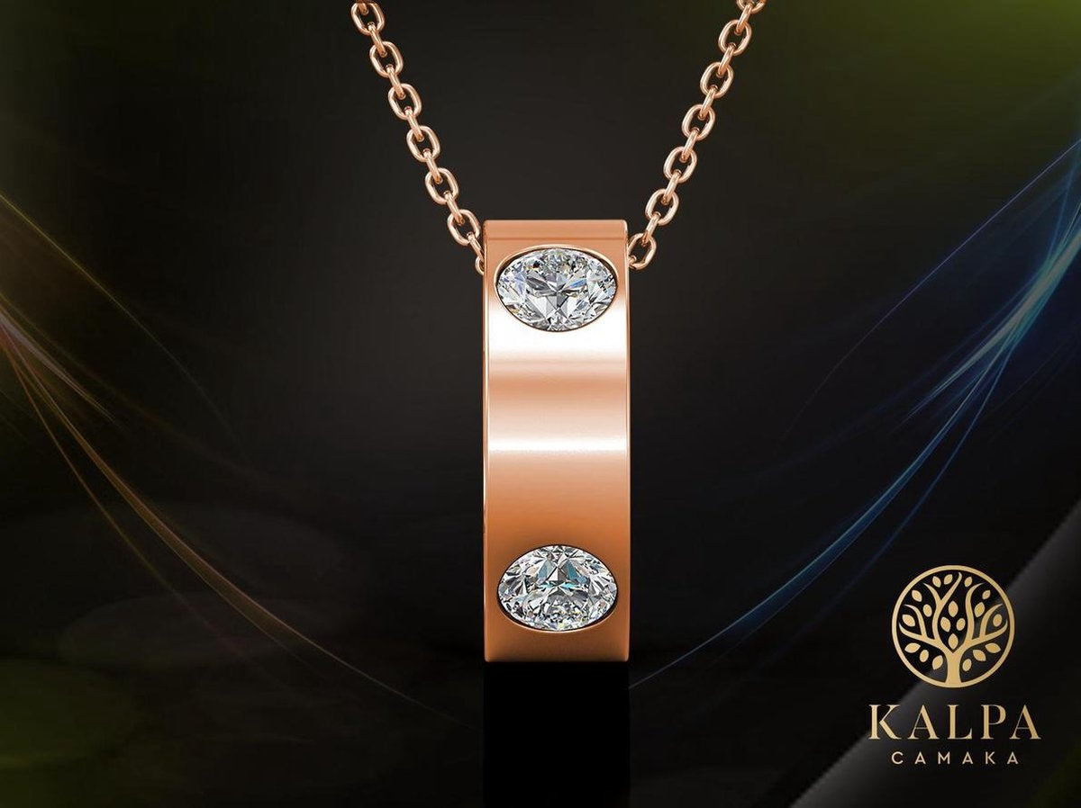 Yolora Collier femme avec pendentif - Cristaux Kalpa Camaka - couleur rose - plaqué or rose 18K - Collier femme or rose - Bijoux - Boîte cadeau de luxe - Boîte cadeau - Boîte cadeau exclusive - Bel emballage cadeau