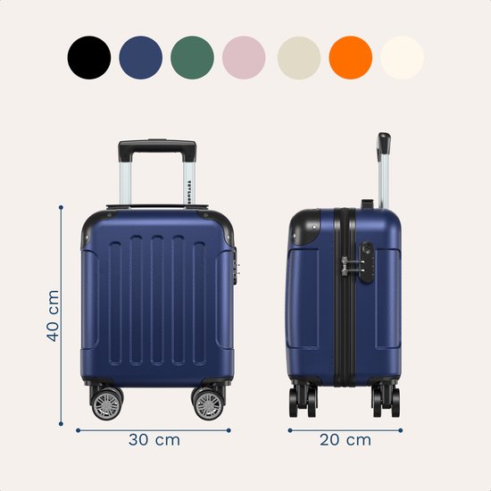 Valise cabine TRVLMORE - 40 x 30 x 20 cm - À placer sous le siège - 24 L - Serrure à combinaison - 4 roulettes - Bleu foncé