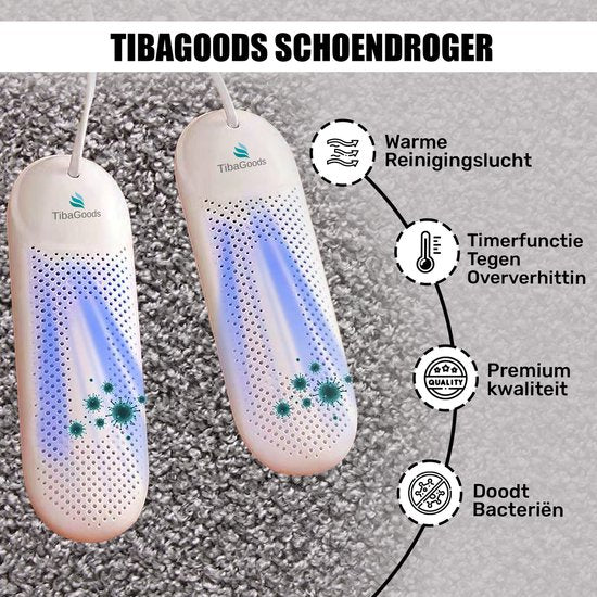 TibaGoods Professional Shoe Dryer & Shoe Freshener - Séchoir à chaussures - Fonction UV - Fonction minuterie