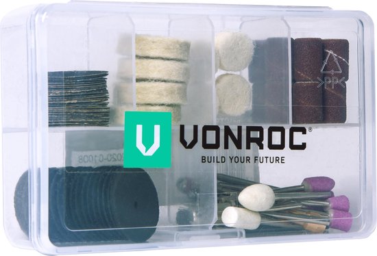 VONROC Jeu d'accessoires pour outils rotatifs - 100 pièces - Universel