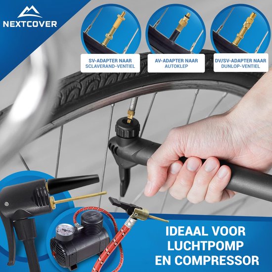 Nextcover® Profi Bicycle Valve Adapter Set [15-piece] I Convient à toutes les valves I Adaptateur pour valve française pour pompe à vélo et compresseur I Adaptateur de valve de vélo I Adaptateur de valve I Valve de voiture I Valve de vélo