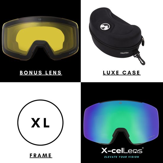 MowMow LOCAL Masque de ski Homme L/XL + lentille supplémentaire - Magnétique - Bio-Frame - R-Strap - UV400