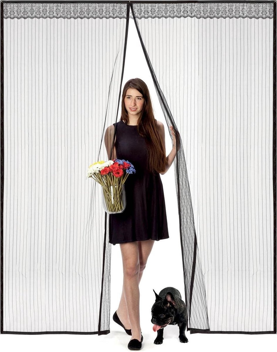 O'DADDY Deurgordijn Deluxe FIBER - Magnetisch Vliegengordijn - Voor Nieuwbouw en Standaard Deuren - Eenvoudige Installatie - Zwarte Hor - 184x230 cm