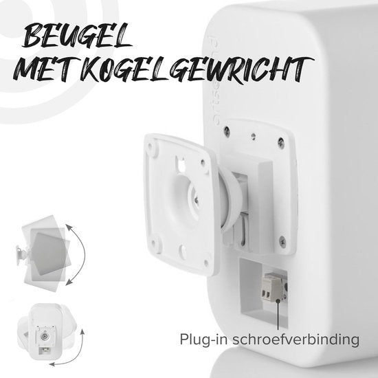 Artsound UNI30, Jeu de 2 haut-parleurs passifs, haut-parleur hi-fi 2 voies, 20-60 watts, support mural avec joint à rotule, convient pour des pièces jusqu'à 40 m² telles que cuisine, café, entrepôt, couleur : blanc