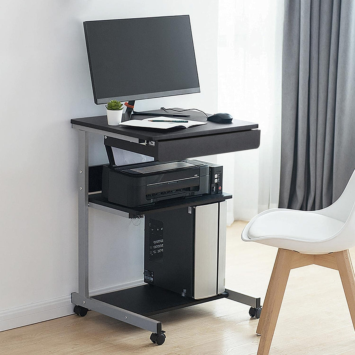 Petit bureau d'ordinateur portable Yaheetech 56 x 51 x 80 cm - Noir - avec roulettes