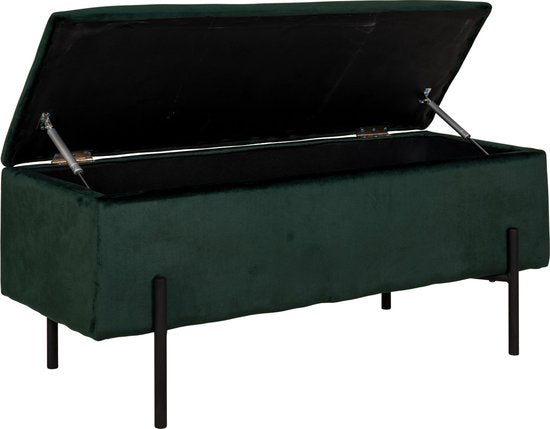 Canapé Watford avec rangement velours vert, noir.