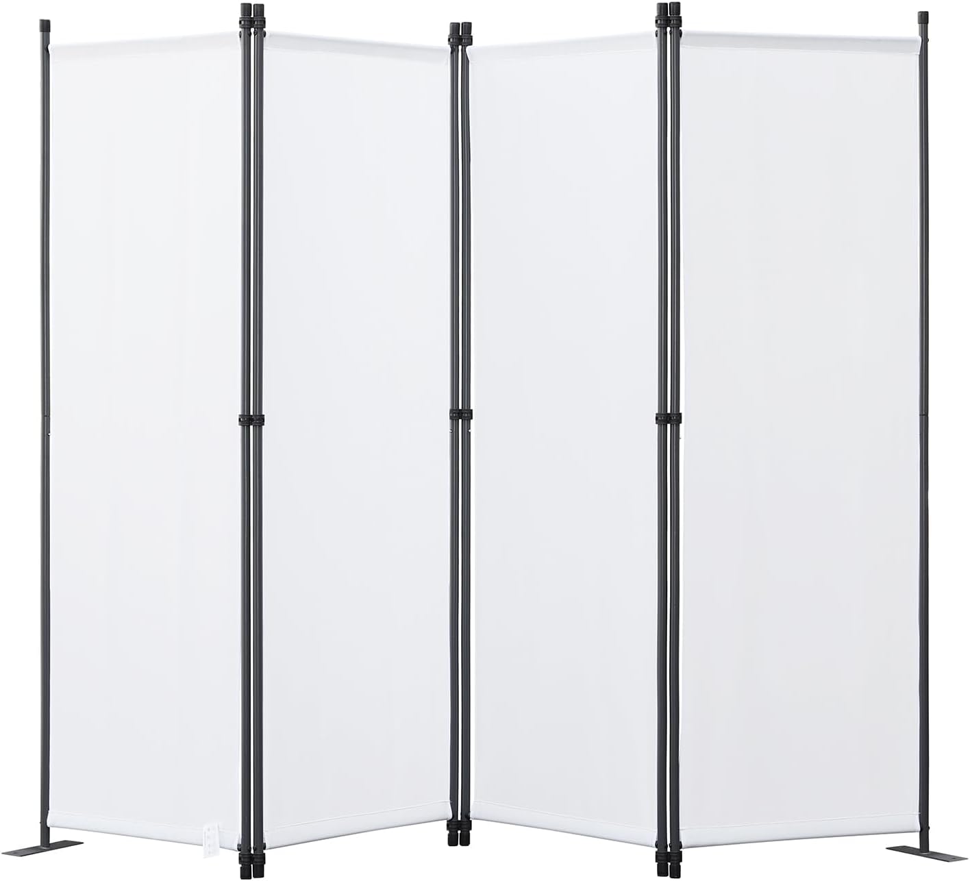 Angel Living Paravent de chambre - 4 pièces - 224x165 cm - Pliable - Acier et polyester - Autoportant - Séparation de pièces et intimité - Blanc