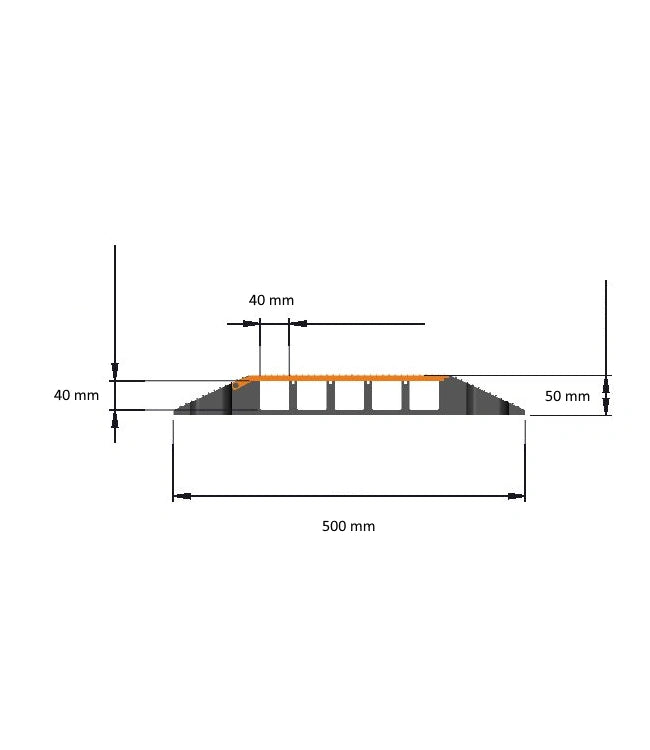 MAX Cable Bridge - 5 Canaux - 35x35 mm - Protecteur de câble en caoutchouc - Pour le trafic piéton et marchandises - Jaune-Noir