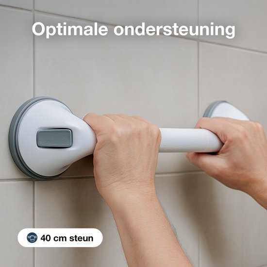 Poignée Luft avec ventouse - Pour la douche - 2 pièces - Poignée de douche pour la salle de bain - Barre murale - Modèle extra sûr et solide - 40cm - Luft - Poignée de salle de bain