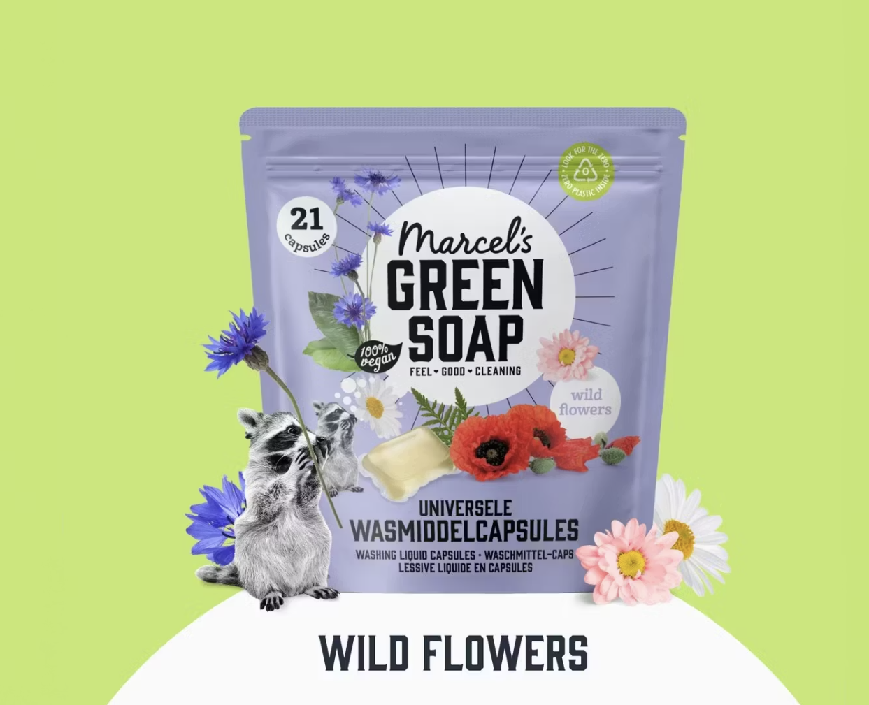 Capsules de cire universelle de Marcel's Green Soap fleurs sauvages - 105 pièces