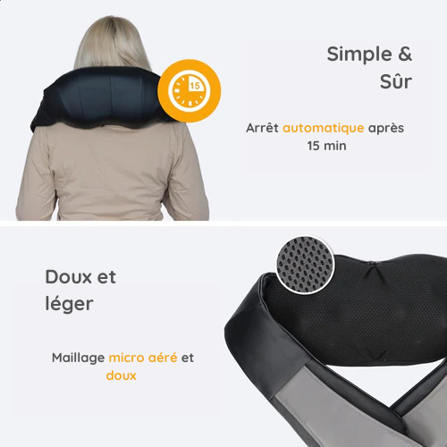 Masseur - Life products - Coussin de Massage Shiatsu - Sans fil Rechargeable - Noir