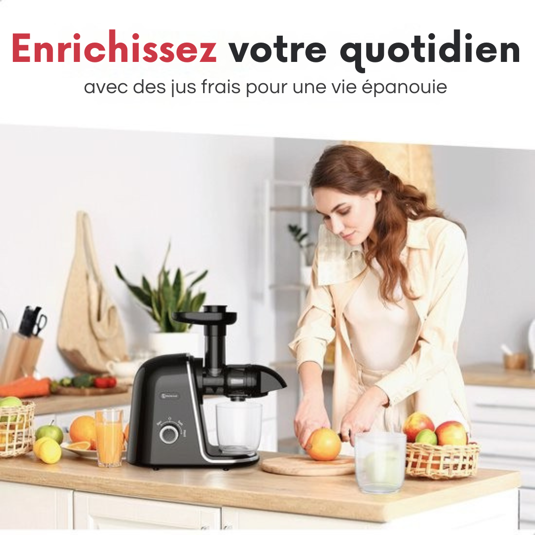 Extracteur de jus Kitchenwell - 700ml - Presse-agrumes avec récipient à pulpe - Presse-légumes et fruits - Sans BPA - Noir