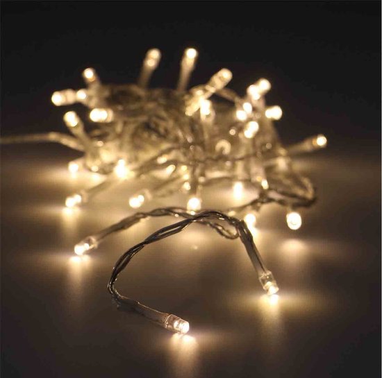 Lumières LED - 180 LED - 13,5 mètres - Blanc chaud - Cordon transparent