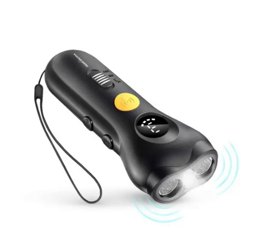 Vulpes Goods® - Dispositif anti-aboiement à ultrasons Elite - 13 x 4,5 cm - 3 modes et fréquences variables, lampe de poche et recharge USB-C - pour le dressage des chiens et la correction de leur comportement - plastique ABS noir