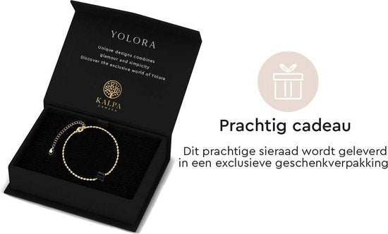 Yolora Bracelet femme avec breloque - Cristal Kalpa Camaka noir - Couleur or - Plaqué or jaune 18K - Bracelet femme or - Bijoux - Coffret cadeau - Coffret de luxe - Coffret cadeau - Bel emballage cadeau - Emballage cadeau exclusif