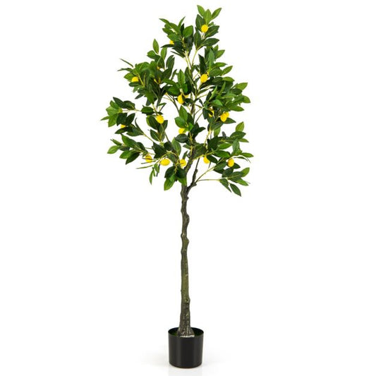 Citronnier artificiel Coast - 160 cm - Arbre fruitier réaliste - Pot en ciment