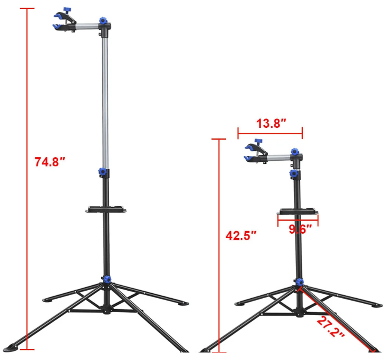 Support de réparation de vélo Yaheetech pliable - Noir - Réglable de 108 à 190 cm