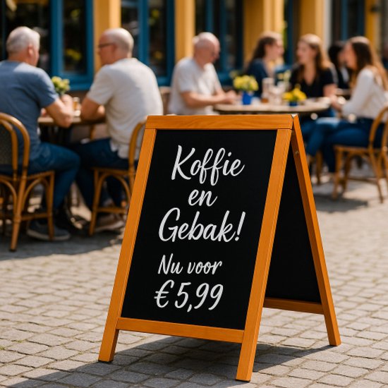 BRASQ Chalkboard Mahogany - 70x130 CM - Tableau noir - Enseigne publicitaire - Enseigne de trottoir - Double face - pour l'intérieur et l'extérieur - Hospitality
