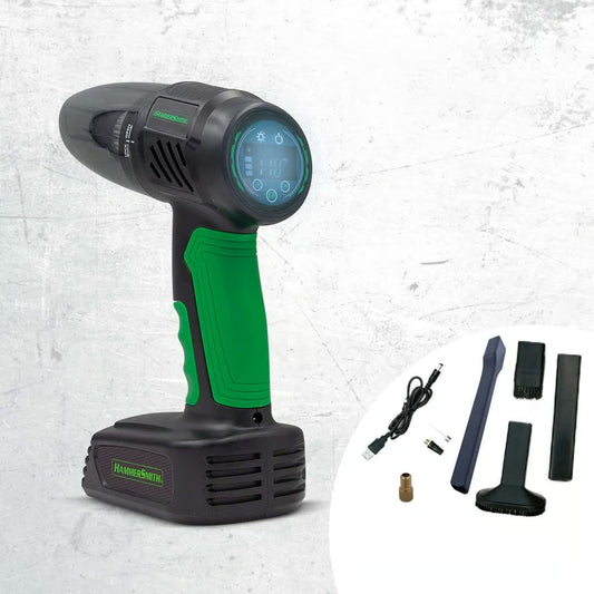 Aspirateur à main sans fil et compresseur d'air Hammersmith AirStorm - 5 préréglages - Arrêt automatique - Écran LED