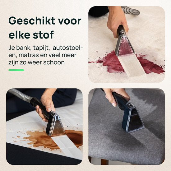 Skrub 4 en 1 Nettoyeur de tapis compact avec eau chaude - Chauffé à 60°C - Nettoyeur de taches - 4 accessoires - 1200 Watt - Machine à nettoyer les canapés