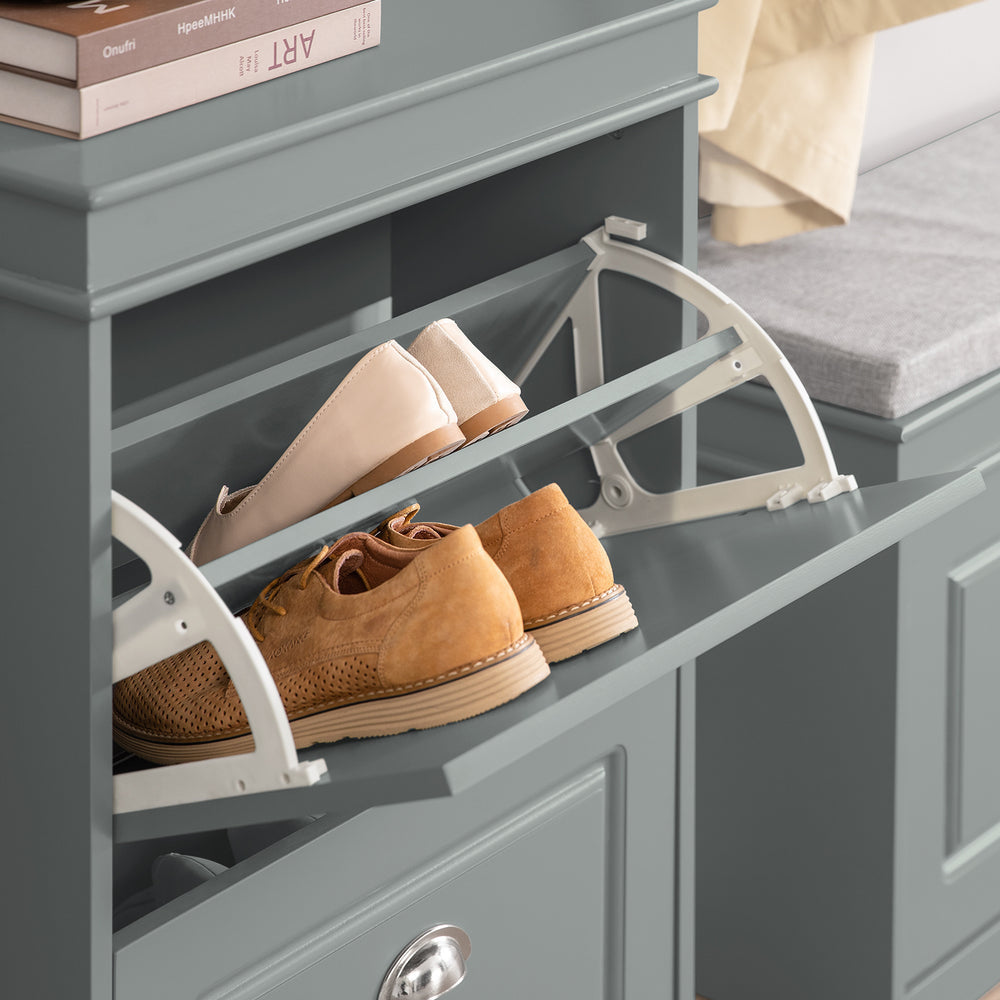 SoBuy FSR78-HG Armoire à chaussures avec 2 abattants Rack à chaussures Shoe Tipper Schuhkipper With 4 Shelves G GreyHT Approx : 54x82x24cm