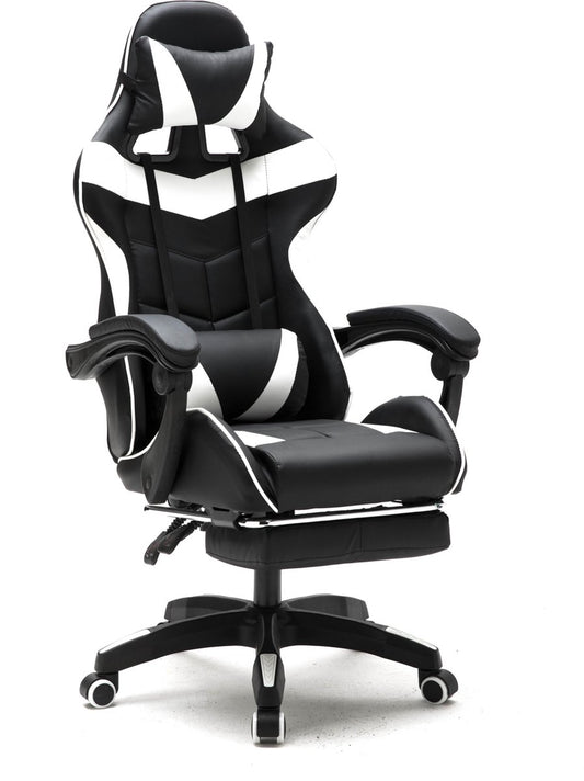 Chaise de jeu DMV - Extensible - Max. 110kg - Coussin de nuque inclus - 128 x 63 x 50cm - Noir & Blanc