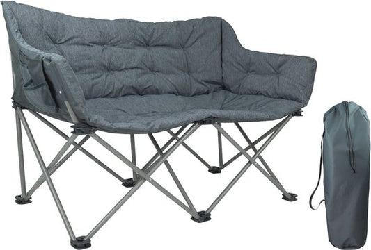 TRVLMORE Chaise de camping - 2 personnes - Pliable - Sac de transport inclus - Chaise de camping - Capacité de charge 240 kg - Gris