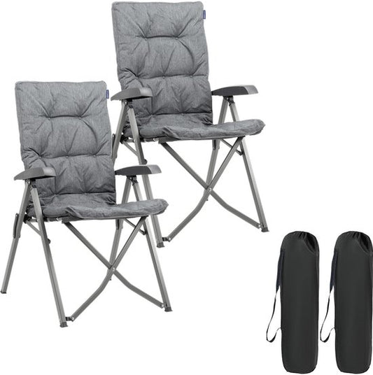 TRVLMORE Chaises de camping de luxe - pliables - 2-Pack - Capacité de charge 150KG - Sac de transport inclus - Chaise pliante - Chaise de camping - Chaise pliante - Gris
