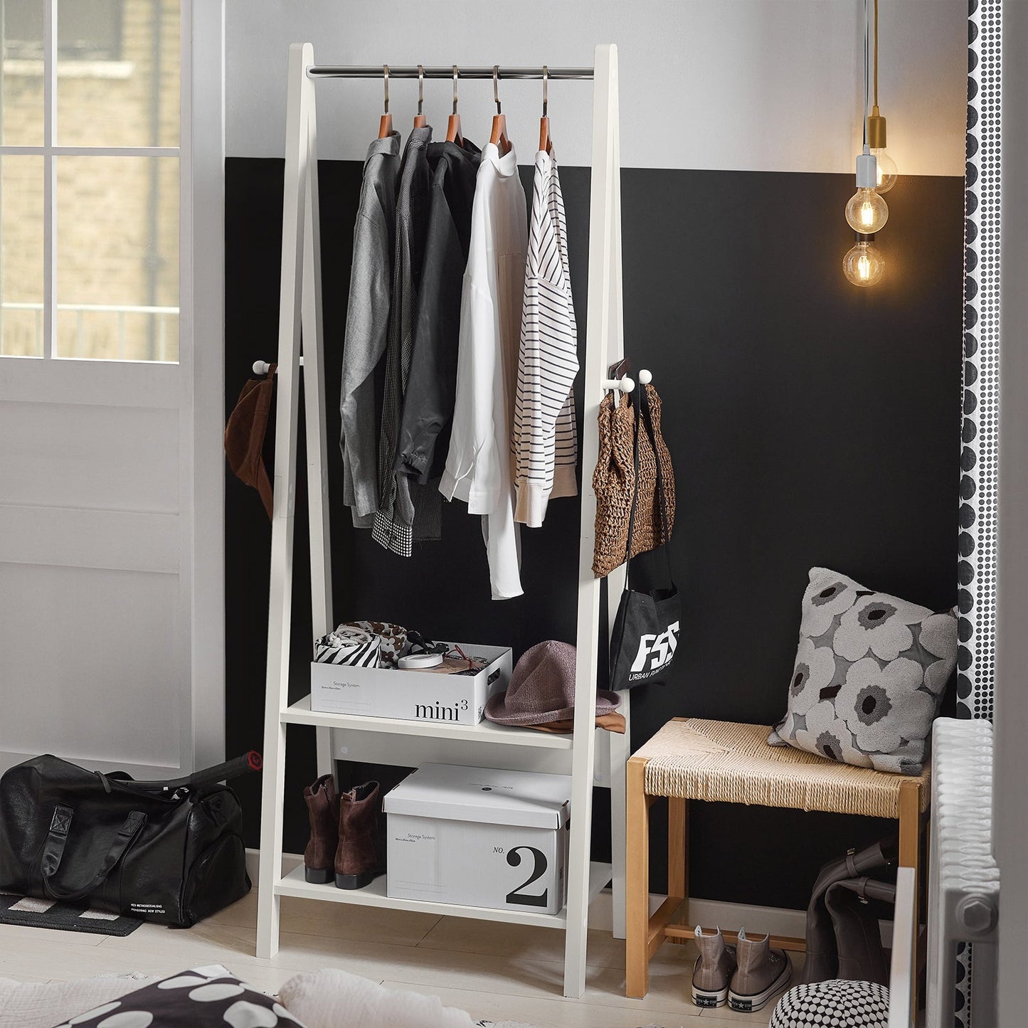 SoBuy Portemanteau - MDF - Max. 15 kg - 66 x 39 x 180 cm - Blanc