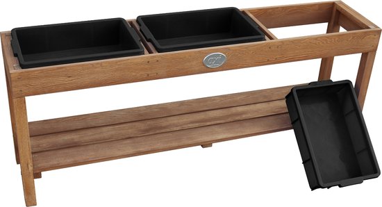 Table d'activités AXI en marron foncé avec 3 bacs noirs - Table polyvalente pour enfants, adaptée à diverses activités